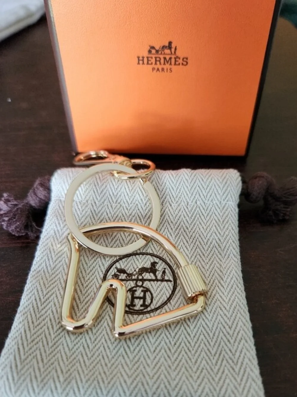 Hermes Goldtone Horse Keyring Or Purse Charm